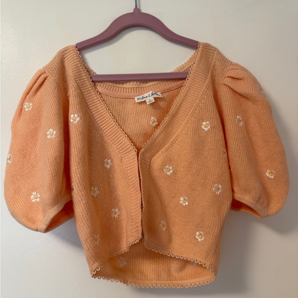 For Love and Lemons embroidered buds cardigan S